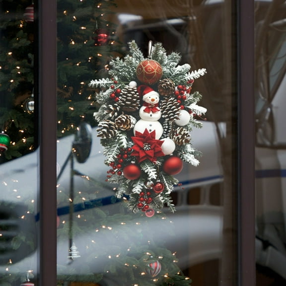 Christmas Snowman Wall Art Stickers,Xmas Snowman Pine Cones Leaves Wall Stickers,Removable Christmas Party Decorations,Christmas Snowman Bedroom Living Room Porch Dormitory Home Decoration Stickers