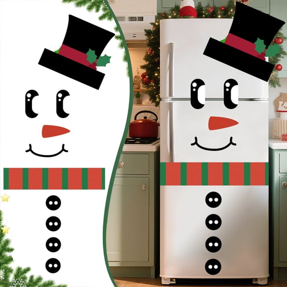 Christmas Snowman Wall Decal, Removable Christmas Fridge Sticker for Kitchen, Cabinets and Holiday Decor