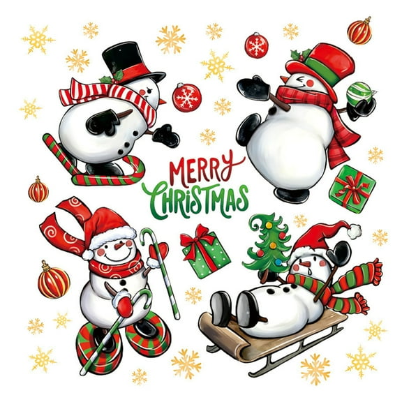 Christmas Snowman Wall Decals Removable Holiday Stickers for Home Decorations Winter Festive Party Supplies DIY Art