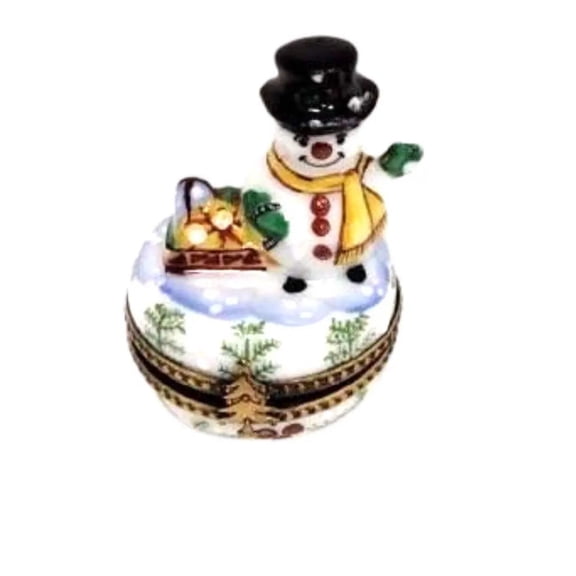 Christmas Snowman Box for Holiday Cheer Limoges Box Porcelain Figurine