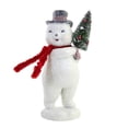 thumbnail image 1 of Christmas Snowman With Tree! Polyresin Top Hat Scarf Glitter 107730, 1 of 3