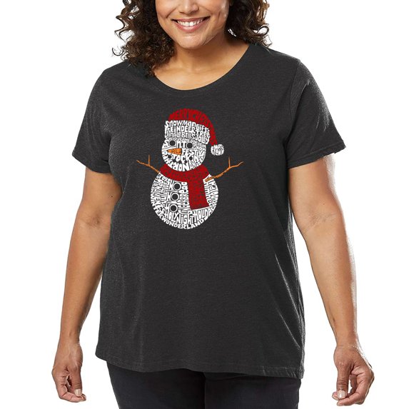 Christmas Snowman - Women's Plus Size Word Art T-Shirt
