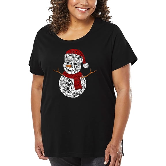 Christmas Snowman - Women's Plus Size Word Art T-Shirt