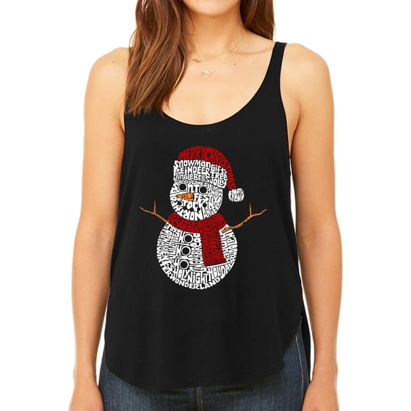 Christmas Snowman - Women's Premium Word Art Flowy Tank Top
