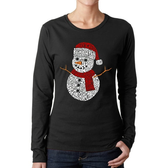 Christmas Snowman - Women's Word Art Long Sleeve T-Shirt