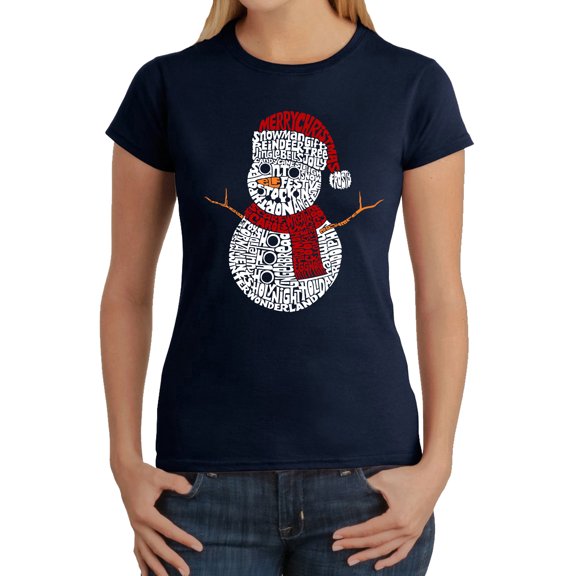 Christmas Snowman - Women's Word Art T-Shirt