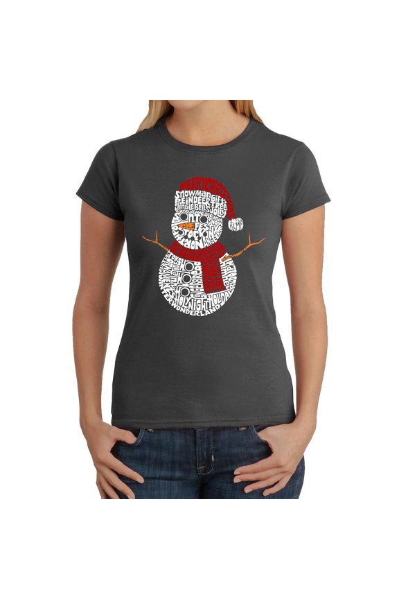 Christmas Snowman - Women's Word Art T-Shirt