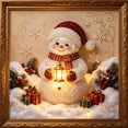 thumbnail image 1 of Christmas Snowman Wreath Diamond Art Kit, 8 x 8 x 1 Inch Full Drill Pearl Texture Painting, Sparkling Holiday Wall Decor for Living Room Bedroom, Festive Craft Gift, 1 of 5