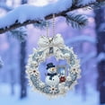 thumbnail image 1 of Christmas Snowman Wreath Pendant, Sparkling Blue and White Crystal Snowman with Bow, Holiday Tree Decoration and Home Décor for Christmas, 1 of 6