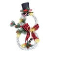 thumbnail image 1 of Christmas Snowman Wreath for Front Door, LED Lighted Xmas Snowman Rattan Hanging Ornament, Holiday Party Decor, 1 of 5