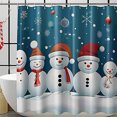 Christmas Snowman and Santa Bathroom Shower Curtain Festive Holiday