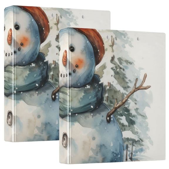 Christmas Snowman and Trees 3 Ring Binders 1.5 inch Hardcover File Folders with Interior Pockets A4 Size Organizer for School Office Hospital