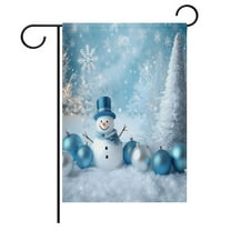 Christmas Snowman in Winter Garden Flag House Banner Double Sided Outdoor Yard Decoration 12" x 18"