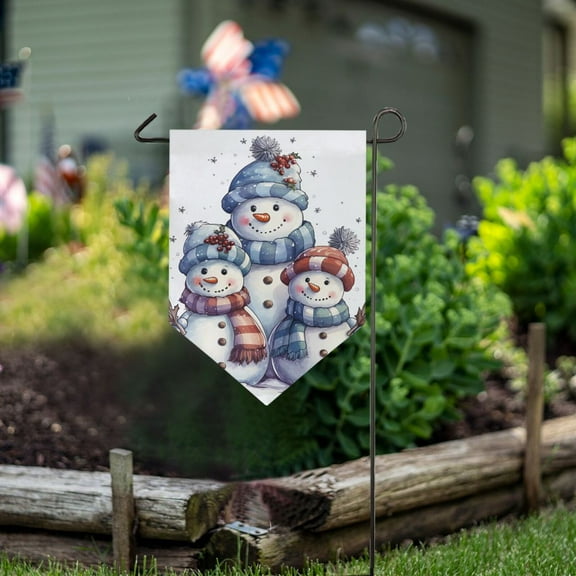 Christmas Snowmans Garden Flag 18" x 12.5" Double Sided Yard Lawn Outdoor Decor Small Yard Flags