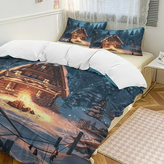 Christmas Snowmen 3D Duvet Cover Set Quilt Cover Theme of Kid Boy Girl for Bedroom Decoration