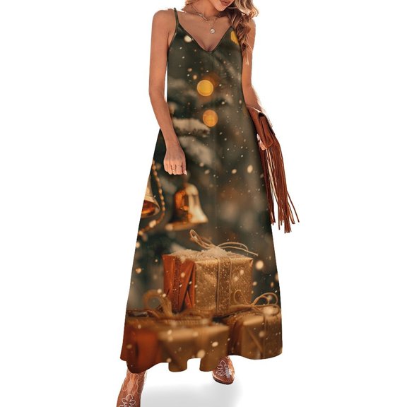 Christmas Snowmen Design Sleeveless Dress Woman Fashion Long Dresses Women's Summer Suit Dress 2025