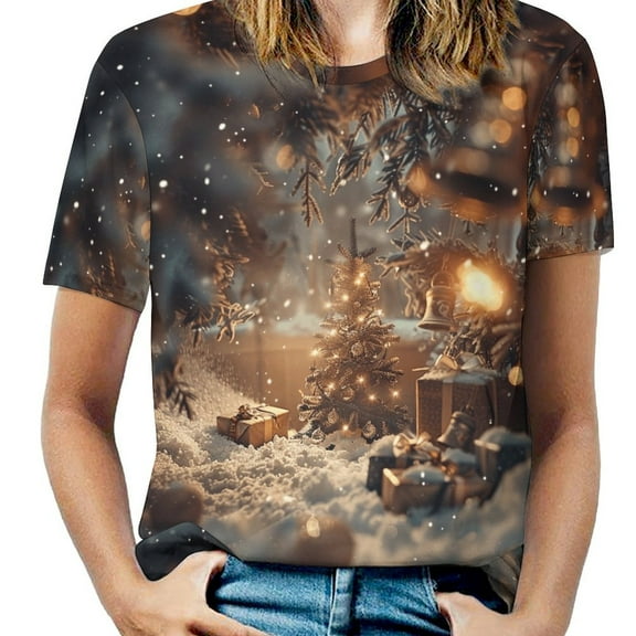 Christmas Snowmen Women's Short Sleeve Tops Casual Blouses T Shirt