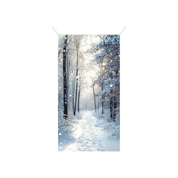 Christmas Snowy Door Cover Decorations 35 x 71 Inch Merry Xmas Hanging Wall Decoration Front Door or Indoor Home Banner Decor for Festival Winter Holiday Home Party Supplies
