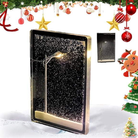 Christmas Snowy Night Street Lamp DIY Decor, Snowflake Lamp with Falling Snow, Handmade Nightlight Kit for Indoor Holiday Decorations