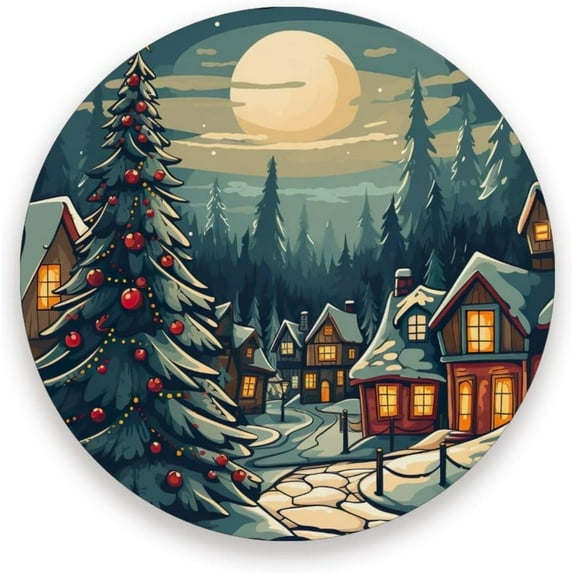 Christmas Snowy Village Coasters Absorbent Moisture Non-Slip Drink Coaster Ceramic Stone with Cork Base Desktop Protection Prevent Furniture Damage 4PCS Home Decor