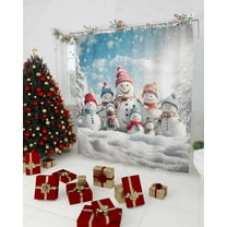 Christmas Snwoman Shower Curtain, Xmas Snowflake Blue Waterproof Washable Boho Funny Cute Shower Curtains Set for Bathroom Farmhouse Bathtubs Decor with Hook, 36"Wx72"L