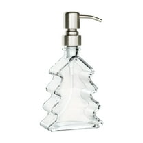 Christmas Soap Dispenser Bathroom Christmas Tree Design With Glass Bottle Stainless Steel Pump And 300Ml Capacity For Holiday Hand Soap Decor 4X7.5In 1.1Lb