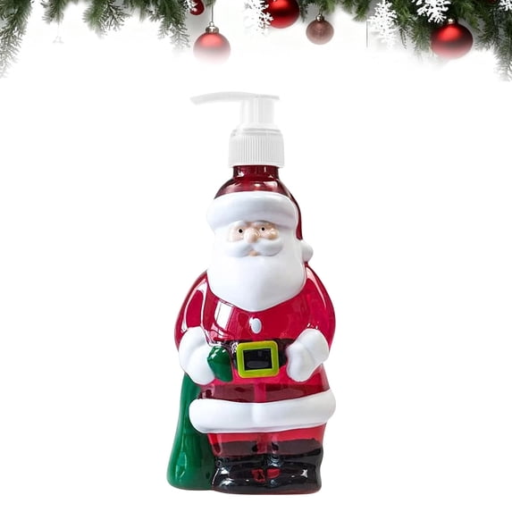 Christmas Soap Dispenser Set, Holiday Theme Hand Soap Bottle with Snowman Design and Classic Style, Santa Tree Shape Bottle for Bathroom, Kitchen, Home, Party, Gift, Decor, Orange