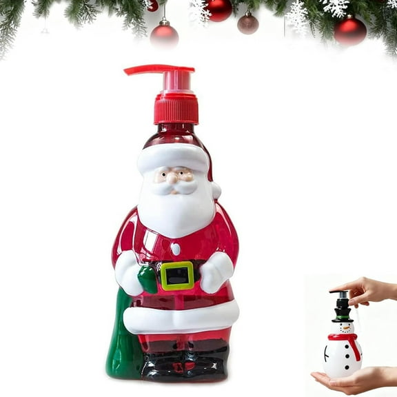 Christmas Soap Dispenser Set Holiday Theme Hand Soap Bottle Snowman Santa Claus Christmas Tree Shape Suitable For Bathroom Kitchen