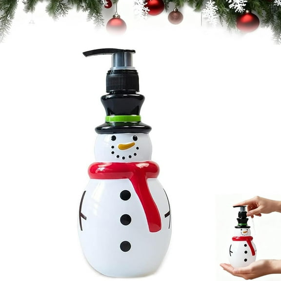 Christmas Soap Dispenser Set with Snowman Santa and Tree Designs, Holiday Theme Hand Soap Bottle for Bathroom and Kitchen, Refillable Festive Decor