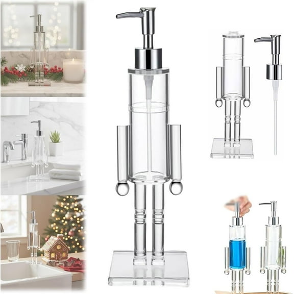 Christmas Soap Dispenser,Soap Dispenser Pump,Nutcracker Soap Dispenser,Christmas Acrylic Soap Dispenser with Pump,Clear Refillable Hand Soap Pump Dispensers,Decorative Bathroom & Kitchen(1pc)