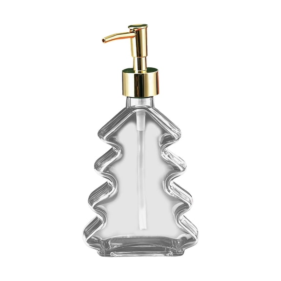 Christmas Soap Dispenser Tree Shaped Glass Soap Dispenser with Pump Empty Lotion Bottles for Xmas Decor Kitchen Bathroom Refillable Rust Proof Decorative Hand Soap for Home Sink Countertop