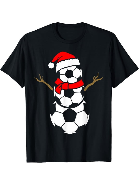Christmas Soccer Santa Claus Snowman Ball Player Pajama T-Shirt