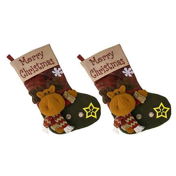 Christmas Sock Gift Candy Bag Tree Decorations Large Imitation PU Leather Ornament Organizers Case for Kids