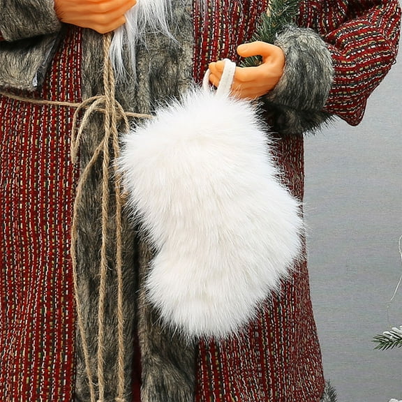 Christmas Socks under $5! Cagogo Christmas Arrival Solid Color Long Plush Socks, Decorative Holiday Gift Bag Candy Holder, Festive Stocking for Tree Mantel, Soft Fluffy Christmas Decorations