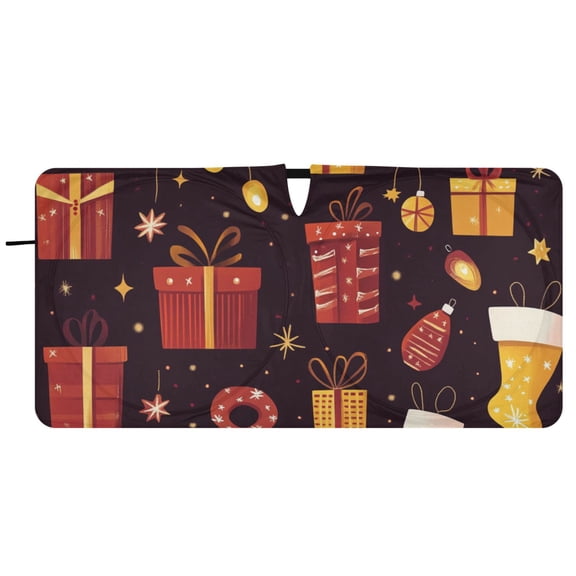 Christmas Socks Car Windshield Sun Shade Foldable Front Window Shades Cover Sun Visor Shield Block