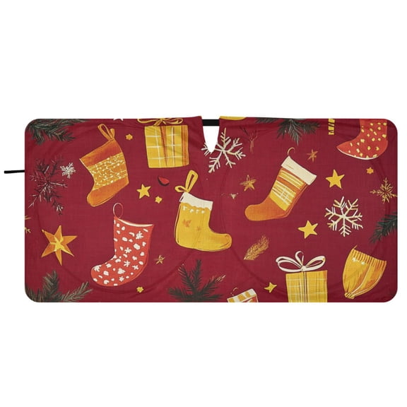 Christmas Socks Gifts Car Windshield Sun Shade Foldable Front Window Shades Cover Sun Visor Shield Block