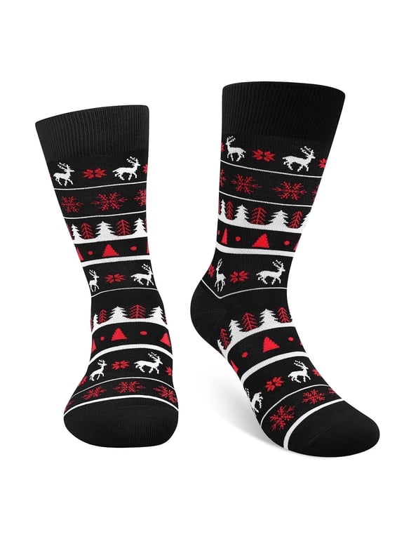 Christmas Socks for Men Women Teens Boys - Moose Socks Secret Santa Gifts Novelty Fun Crew Funky Cute Crazy Silly Socks Funny Christmas Stocking Stuffers
