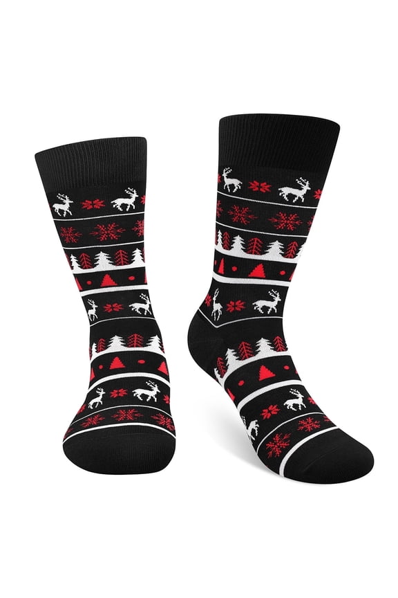 Christmas Socks for Men Women Teens Boys - Moose Socks Secret Santa Gifts Novelty Fun Crew Funky Cute Crazy Silly Socks Funny Christmas Stocking Stuffers