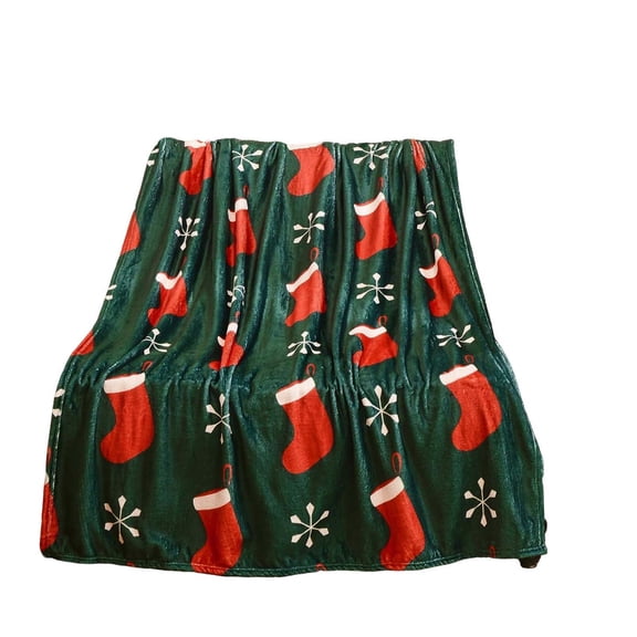 Christmas Socks Print Blanket Soft Warm 29.5X39.4 Inch Polyester Throw For Bed Sofa Travel Decor