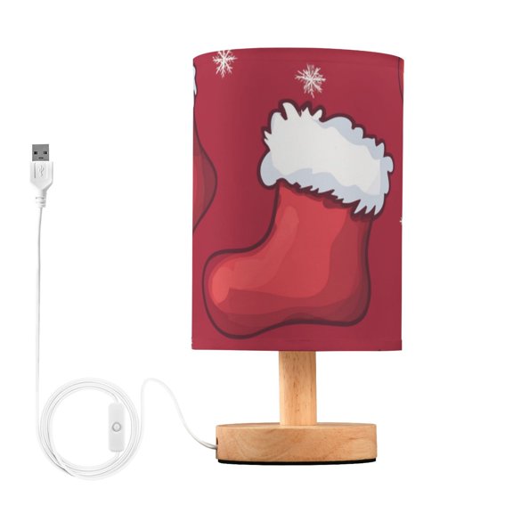 Christmas Socks Snowflakes Cartoon Table Lamp with USB Port LED Warm Light Lamp Night Light Home Decor
