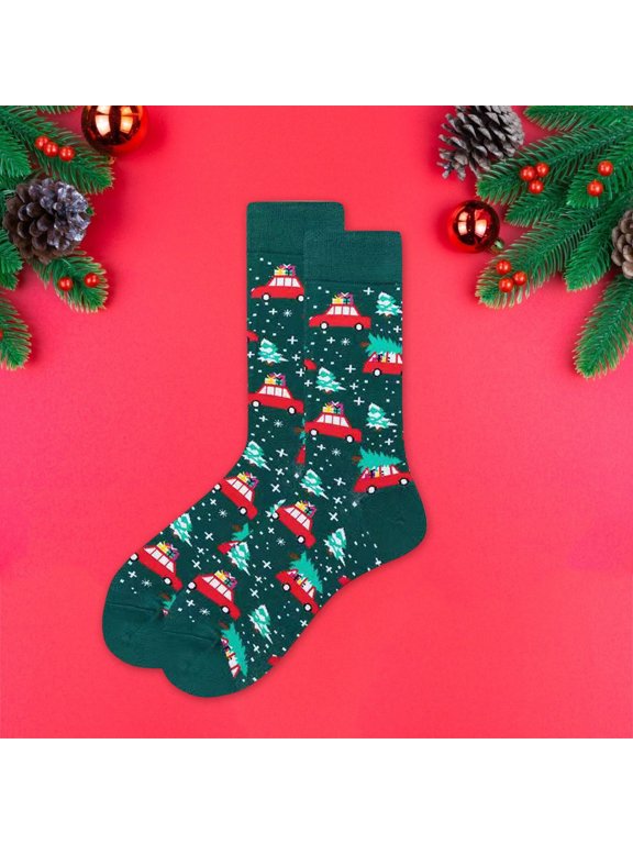 Christmas Socks Unisex Crew Socks Holiday Winter Soft Comfortable Socks for Men Women Army Green A