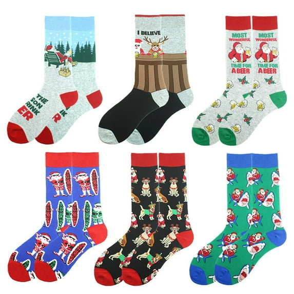 Christmas Socks Unisex Various Printed Gifts Mid Calf Socks Warm Thick Cozy Funky Comfortable Colorful Novelty Casual Men Crew Socks for Women Multicolor1 OneSize