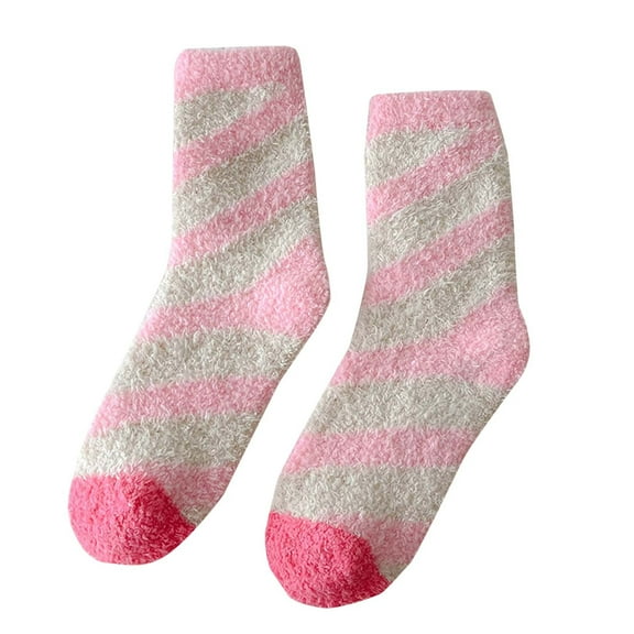 Christmas Socks Women Fuzzy Comfy Cabin Socks Winter Warm Home Candy Print Women Cozy Christmas Socks