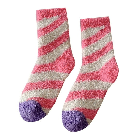 Christmas Socks Women Fuzzy Comfy Cabin Socks Winter Warm Home Candy Print Women Cozy Christmas Socks