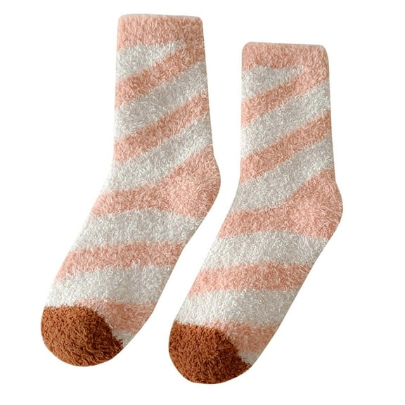 Christmas Socks Women Fuzzy Comfy Cabin Socks Winter Warm Home Candy Print Women Cozy Christmas Socks