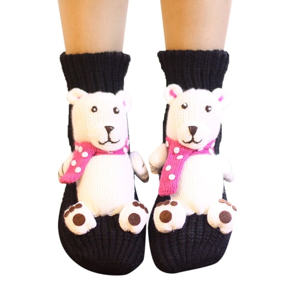 Christmas Socks Women Handmade Woolen Knit Cartoon Animal Warm Floor Socks Cozy Christmas Socks