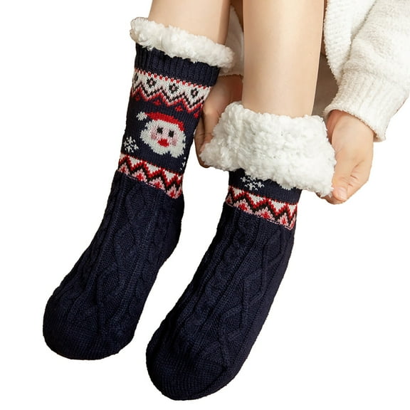 Christmas Socks Women Striped Coral Velvet Plush Warm Home Sleeping Socks Cozy Christmas Socks
