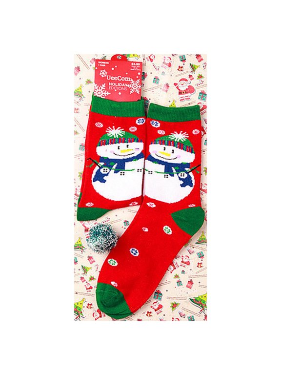 Christmas Socks Womens Print Trendy Holiday Crew Socks Festive Comfortable Socks for Women Army Green One Size