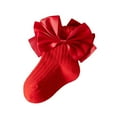 thumbnail image 1 of Christmas Socks for Kids Ruffled Knitted Cute Soft Breathable Ankle Sock Red Six Years, 1 of 3