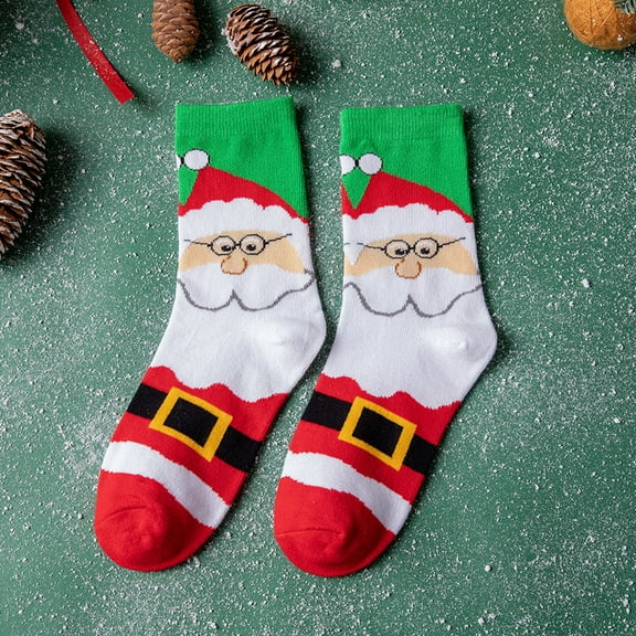 Christmas Socks for Men Hiking Cotton Breathable Sweat-Absorbent Socks Christmas Printed Stockings